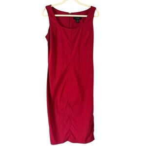 Express World Vintage Stretch Dark Red Midi Dress Women’s Size 7/8